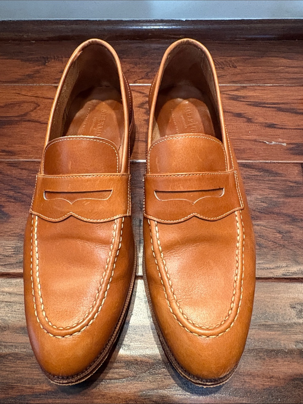 Meermin Men's Leather Penny Loafers - Tan - Picture 2 of 6